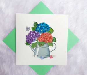 Quilling Flowers in Watering Can Q7403