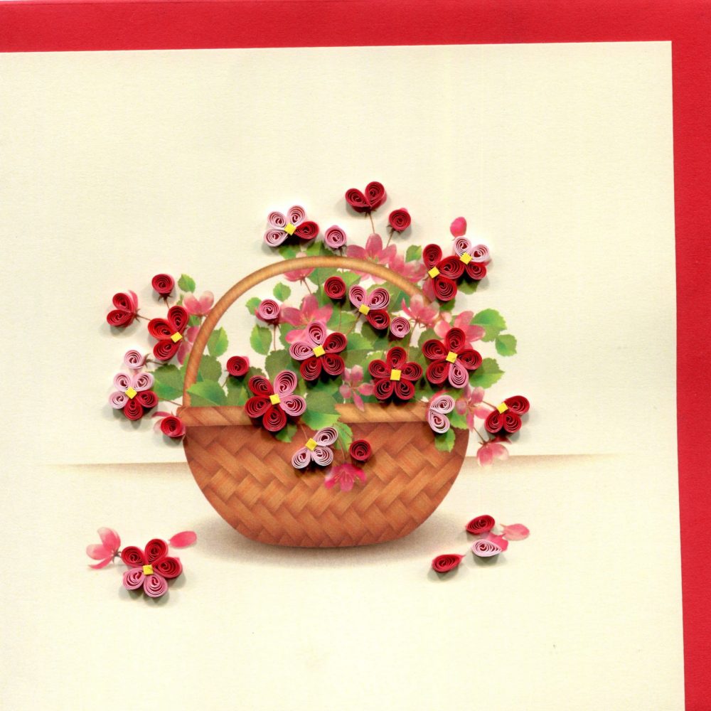 Red and Pink Flowers in Basket Q7144