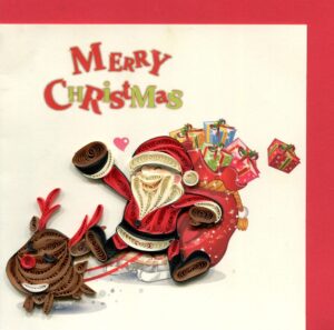 Santa and Ruddolf delivering presents Q7151