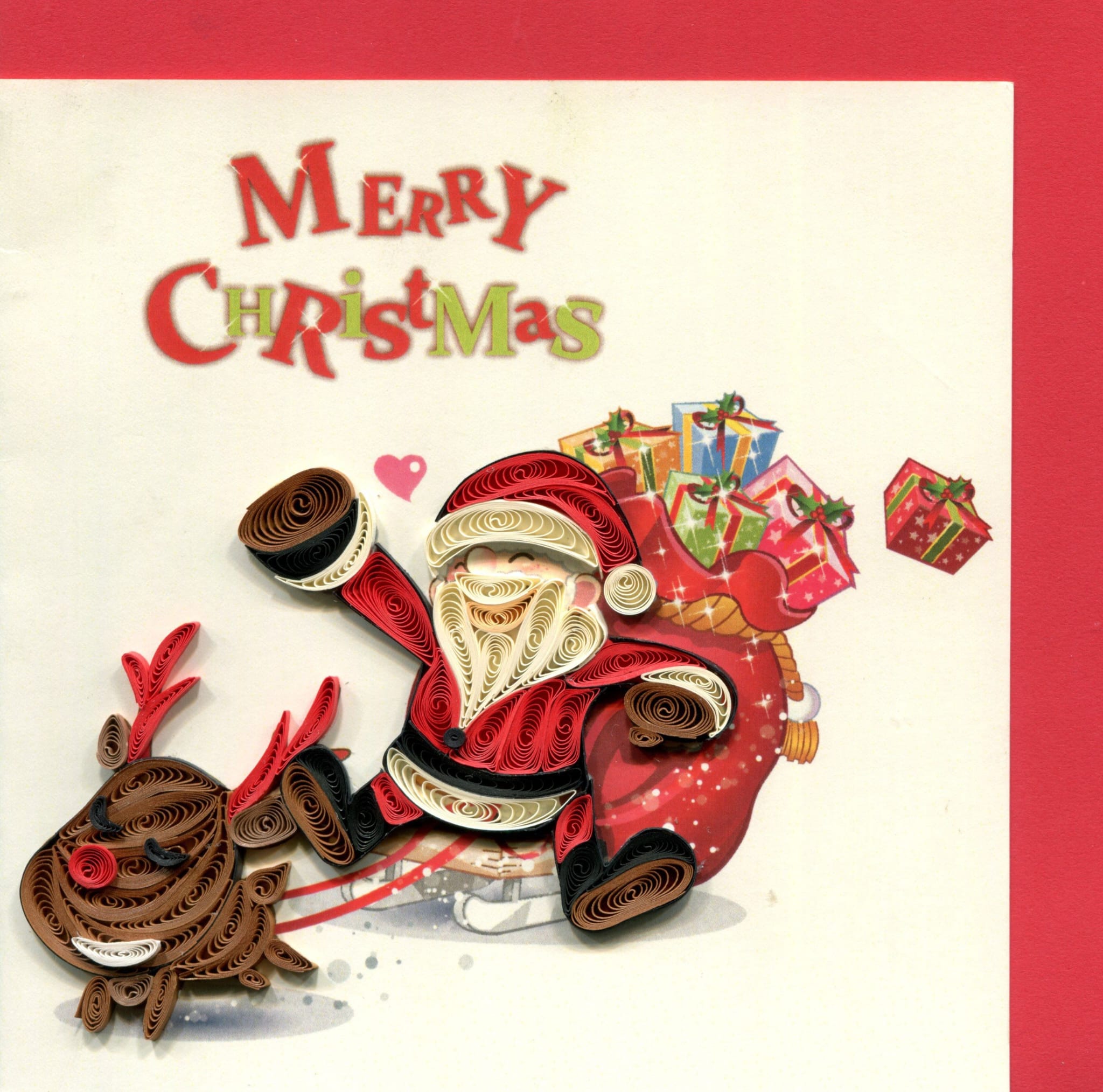 Santa and Ruddolf delivering presents Q7151