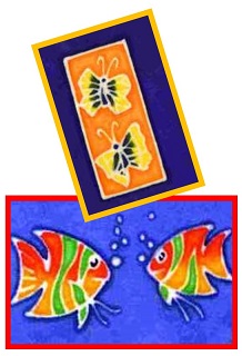 Candle Wax Hand painted cards Assorted Pack ( Fish & Butterfly )